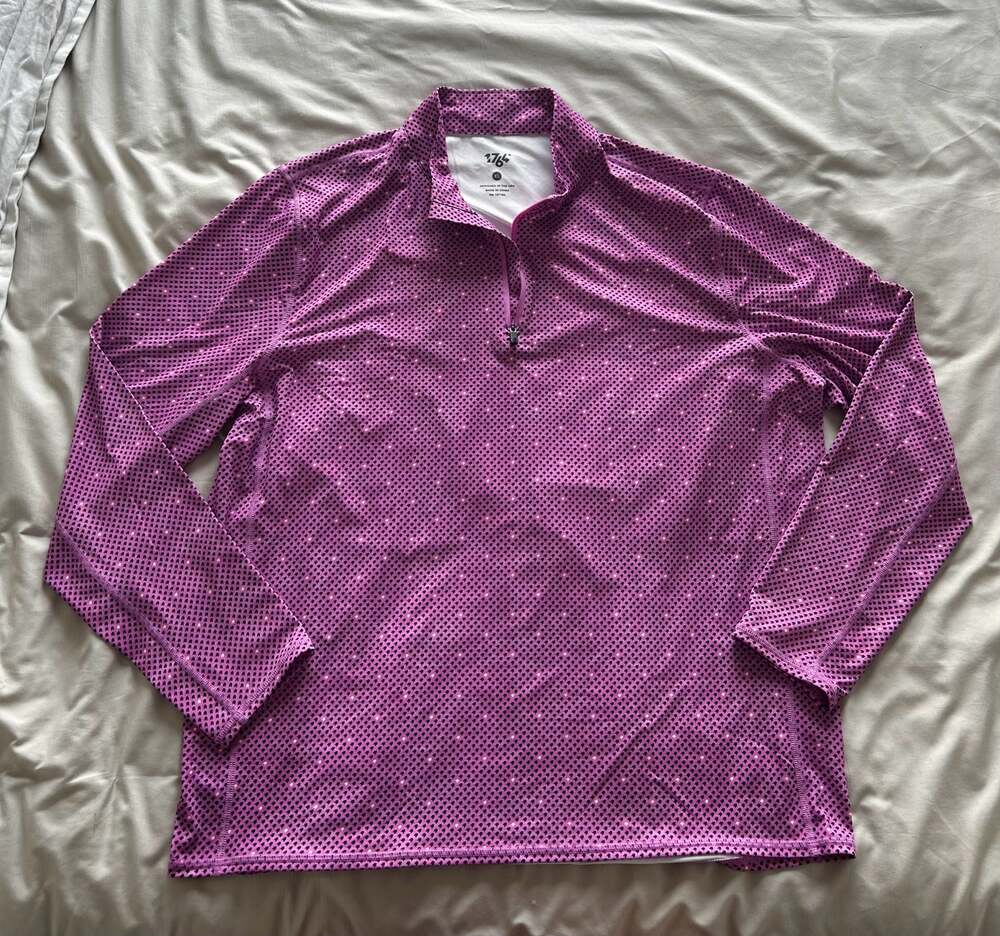 1764 Performance Long Sleeve 1/4 Zip Pullover Purple Dot Print